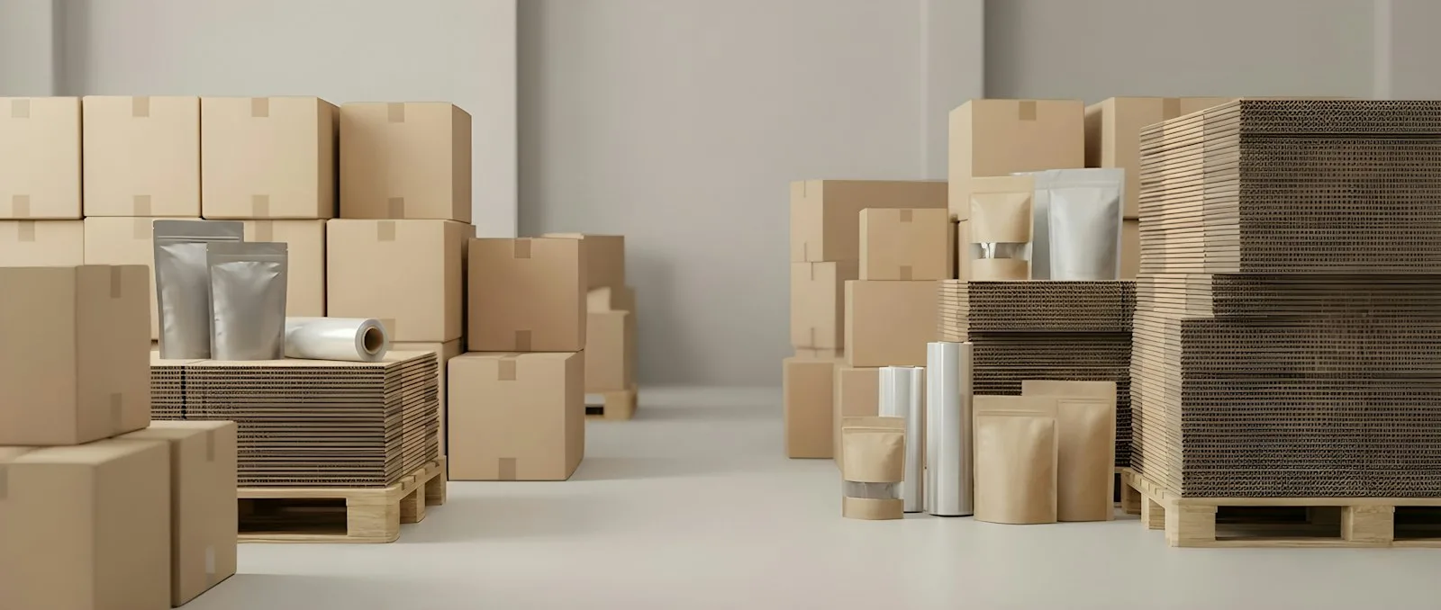 Depoda koliler ve paketleme malzemeleri