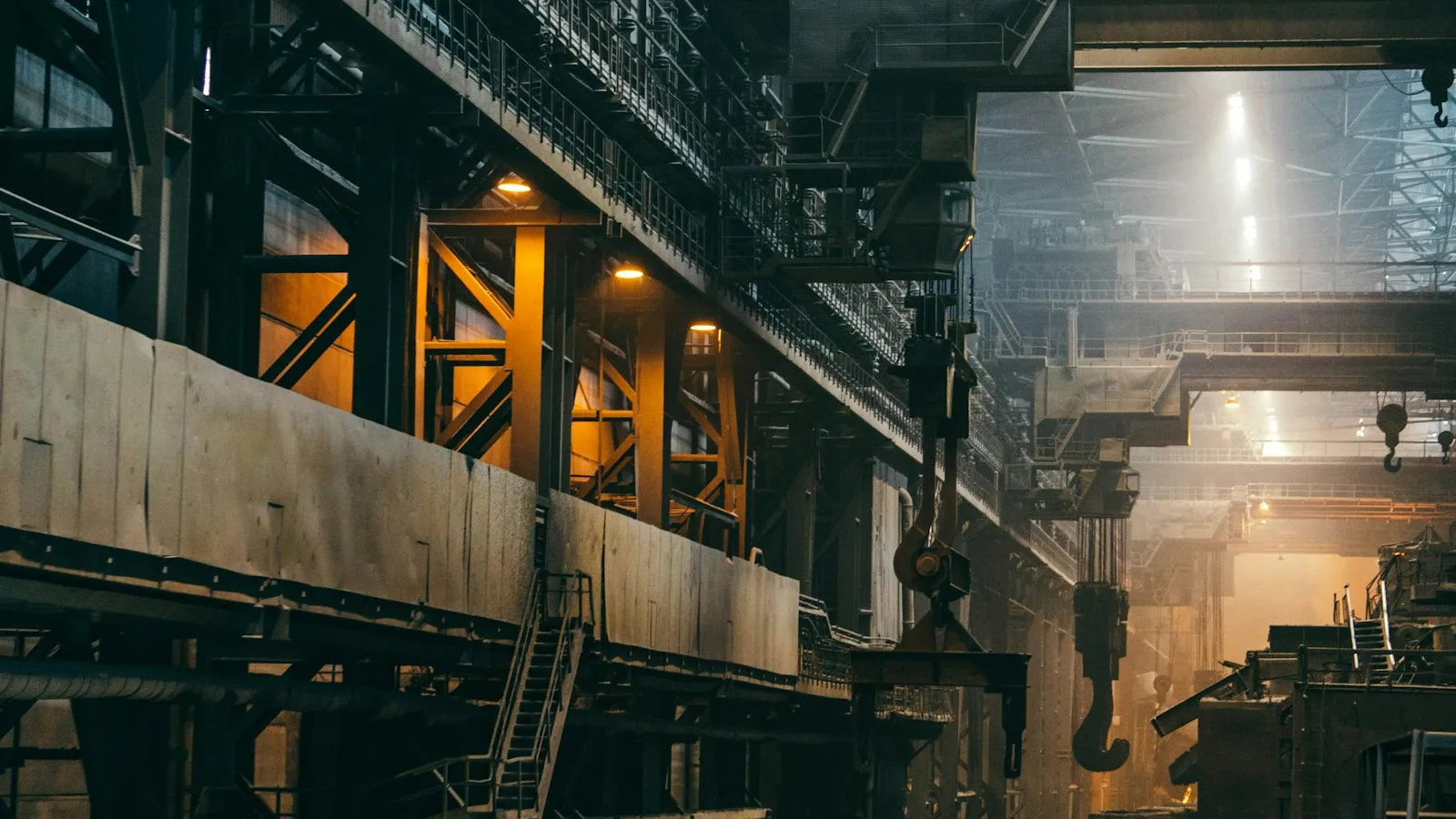 Interior view of a large industrial factory